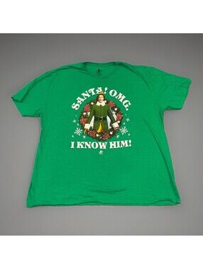 Santa OMG I Know Him Shirt 3XL Shirt Mens Green Parody Christmas Will Ferrel